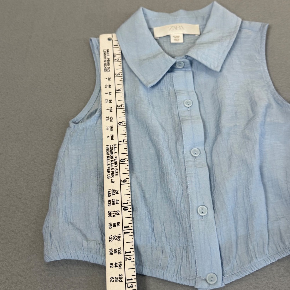 Zara Dress & Top‎ Set Kids 6-7 Floral Smocked Ruffle Boho Cottagecore Baby Blue - Picture 13 of 13